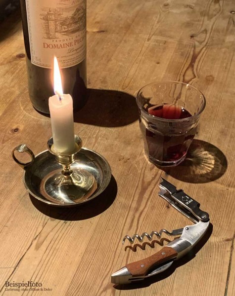 Kerzenhalter mit Henkel Biedermeier-Stil Kerzenständer Messing poliert