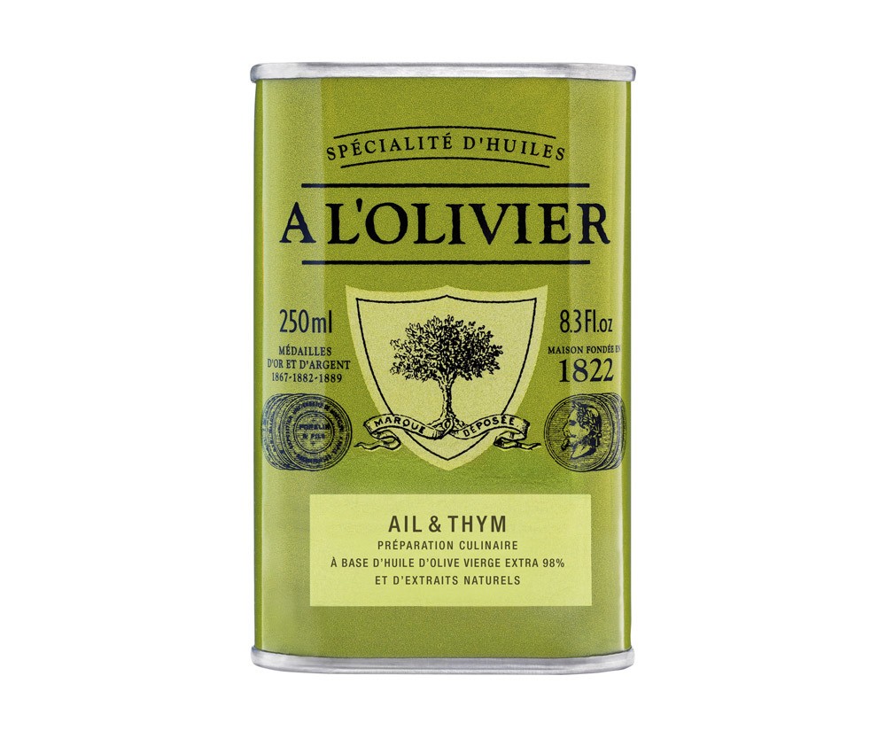 A L'Olivier Olivenöl mit frischem Knoblauch & Thymian 250ml