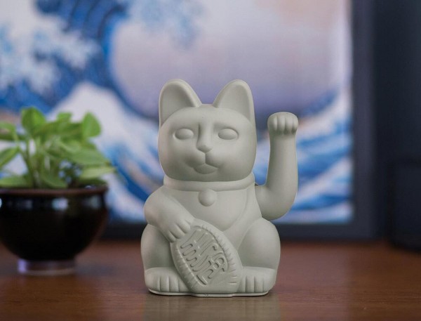 DONKEY Winkekatze Grau Maneki Neko Lucky Cat Glücksbringer 15cm