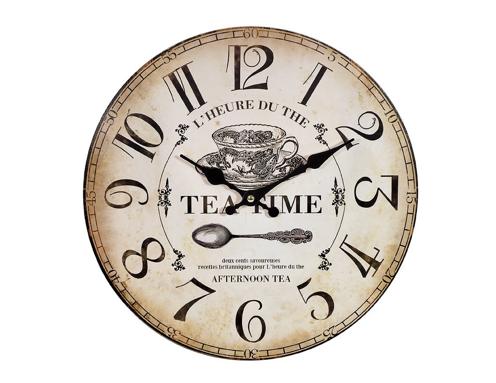 Wanduhr Tea Time Nostalgie Uhr England Antik-Stil 34cm