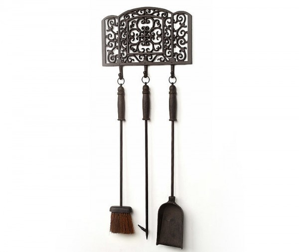 Rustikales Wand- Kaminbesteck mit Halter Eisen 3-Teilig kaufen | ZEITZONE