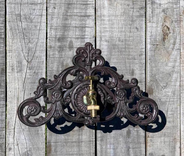 Gartenschlauchhalter mit Wasserhahn Wandschlauchhalter Gusseisen Antik-Stil