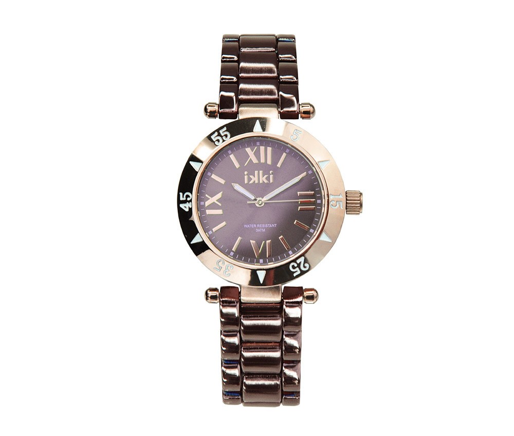 IKKI Fashion Armbanduhr DAISY Damen Uhr Stahl Taupe / Rose Gold