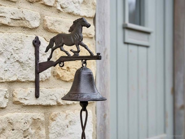 Türglocke Pferd Glocke Rustikal Gusseisen Landhausstil Antik-Stil Braun