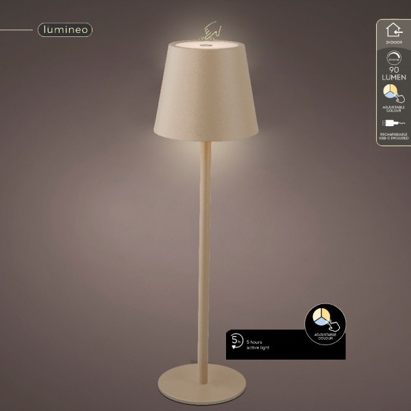 LED Tischlampe Kabellos Dimmbar Touch Tischleuchte Beige USB Warmweiß Kaltweiß