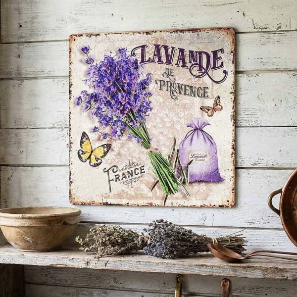 Blechschild Lavande de Provence Dekoschild Lavendel Nostalgie 30x30cm