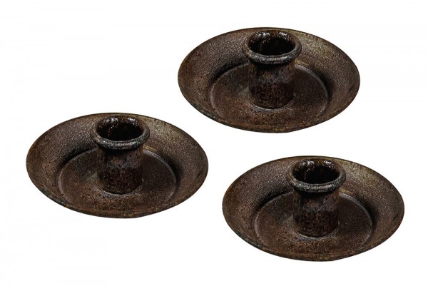 Kerzenhalter Vintage-Stil Zink Rostig 3 Stück Kerzenständer Set Metall 9 cm