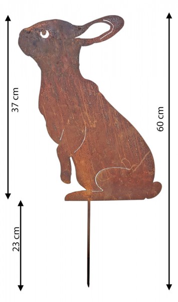 Gartenstecker Hase sitzend Rost Ostern Dekofigur Stecker Metall Edelrost