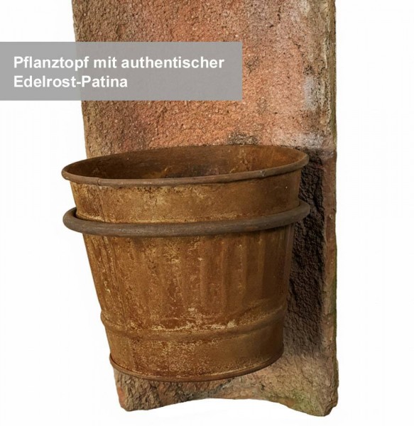 Echt Antiker Dachziegel 45-48 cm mit Wand Blumentopf Edelrost Hängend Mediterran