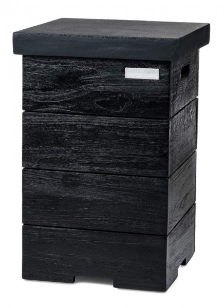 Happy Cocooning Beistelltisch Teak Black für Gasflasche schwarz 41 x 41 x 62 cm