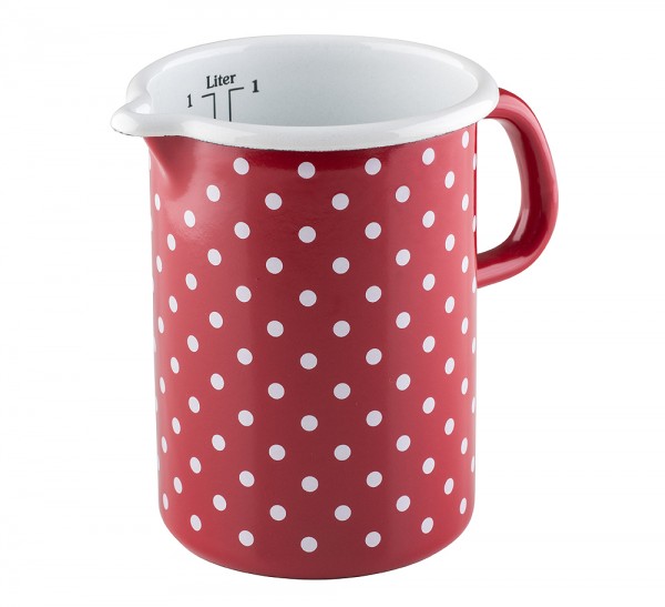 Riess Küchenmaß Emaille Messbecher Pünktchen Rot 10cm