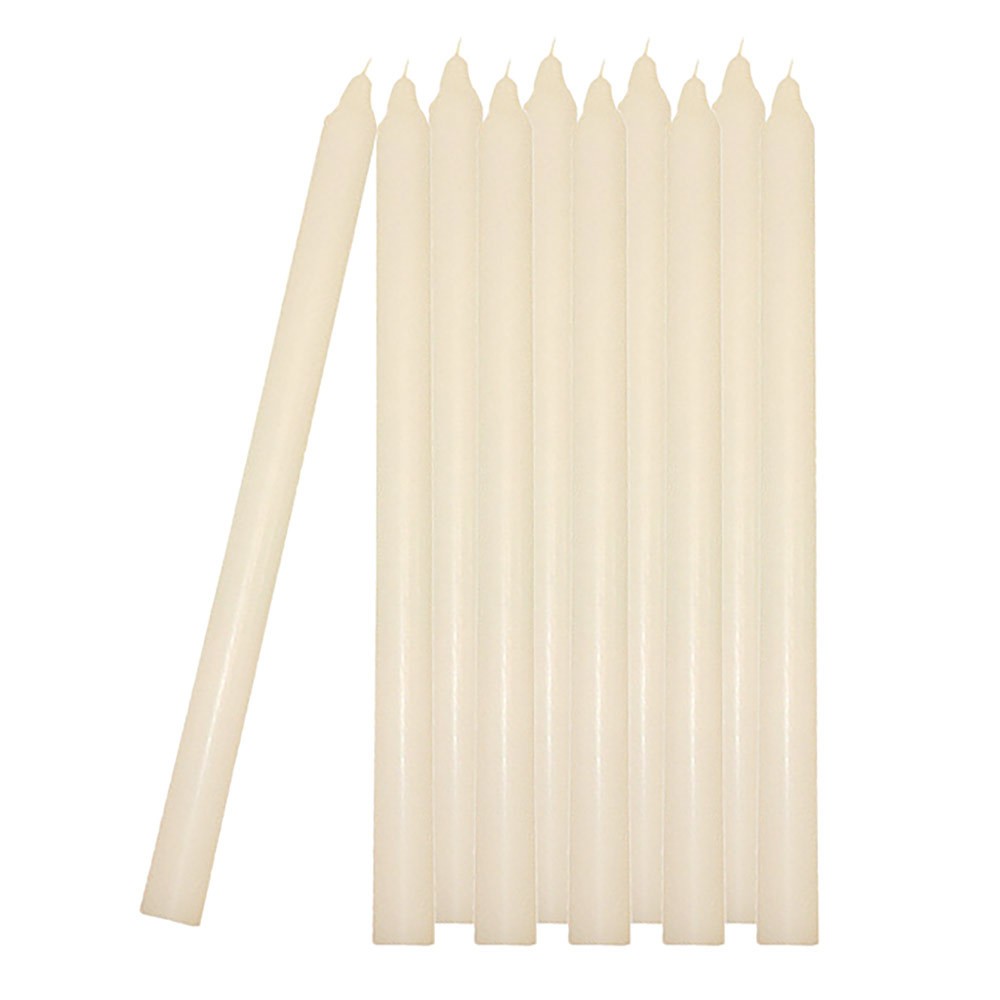 10 Stück Stabkerzen Elfenbein-Weiß Durchgefärbt 30 cm Lang Tropffrei Premium