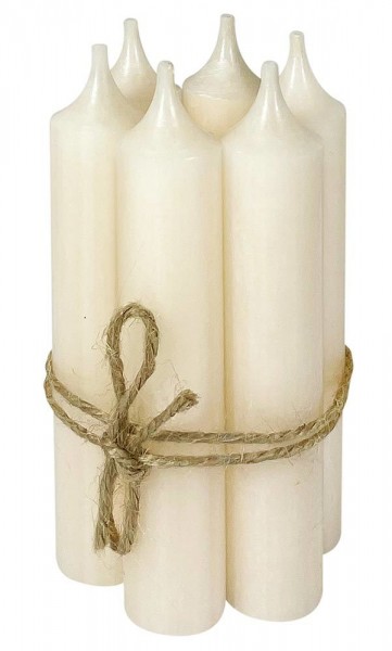 Spitzkerzen Elfenbein Stabkerzen Weiß 6 Stück Echtwachs 12cm - 4 Std Brenndauer