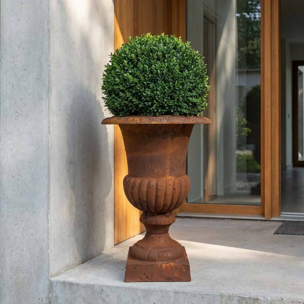 Französische Louvre Vase Groß Gusseisen Schwer Antik-Stil Edel- Rostig 62 cm