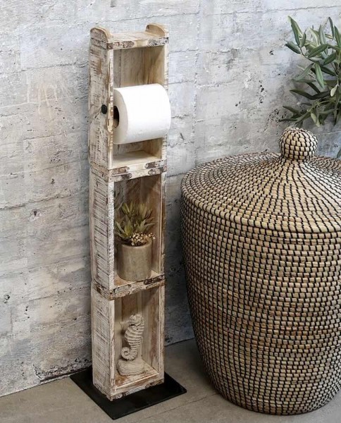 Chic Antique Stand Toilettenpapierhalter Ziegelformen Grimaud Antik-Stil Weiß