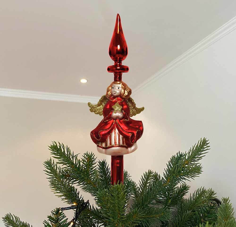 Christbaumspitze Engel Figur Rot Echt Glas Engelchen Weihnachtsbaumspitze 26cm Christbaumspitze Engel Figur Rot Echt Glas Engelchen Weihnachtsbaumspitze 26cm
