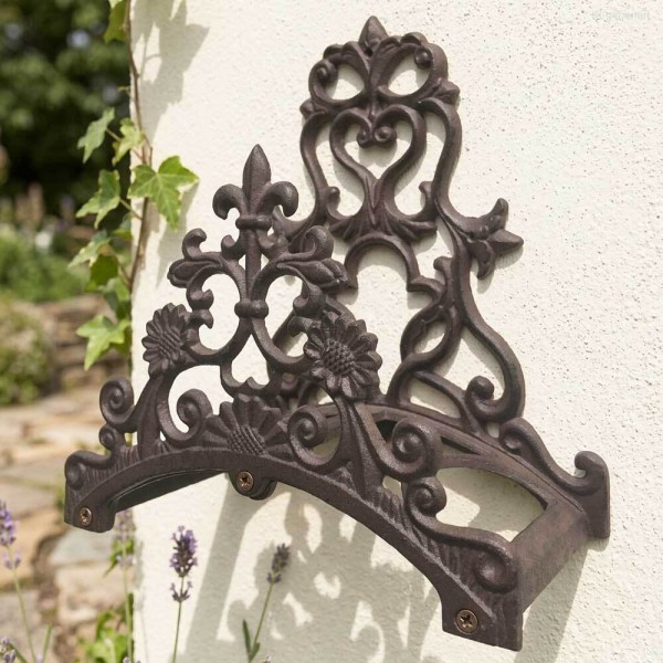 Gartenschlauchhalter Lilie Wand-Schlauchhalter Gusseisen Landhaus Antik-Stil