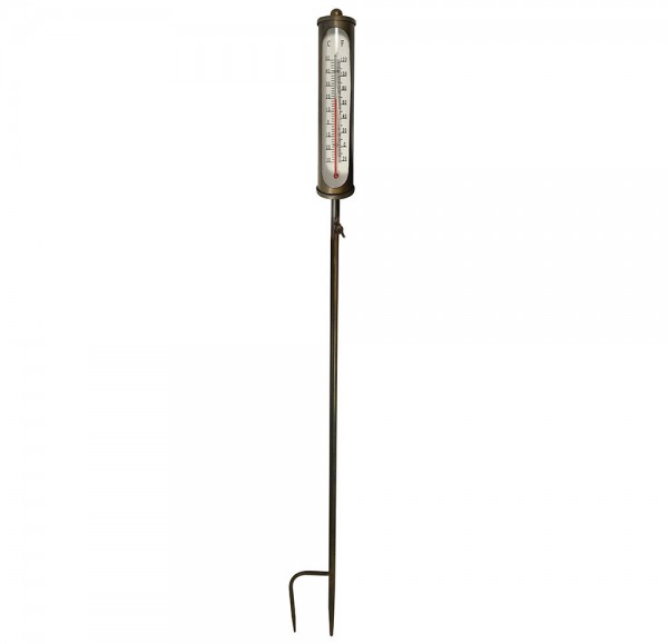 Gartenstecker mit Thermometer Vintage-Stil Eisen Braun Gartenthermometer 115cm