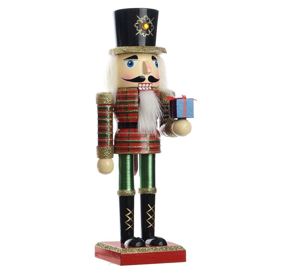 Nussknacker Figur Weihnachten mit Geschenk Nußknacker Husar Holz 25cm