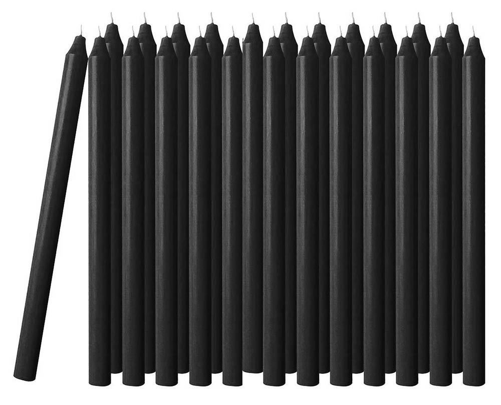 24 Stück Stabkerzen Schwarz Durchgefärbt 30 cm Lang Premium
