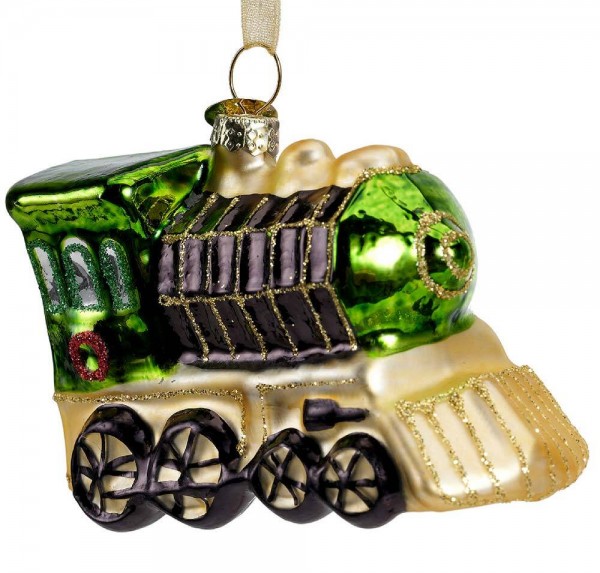 Christbaumschmuck Eisenbahn Zug Rot Grün 2 Stück Christbaumanhänger Echt Glas