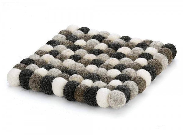 Cilio Untersetzer LANA GRIGIO quadratisch Schafwolle schwarz-weiß 21cm