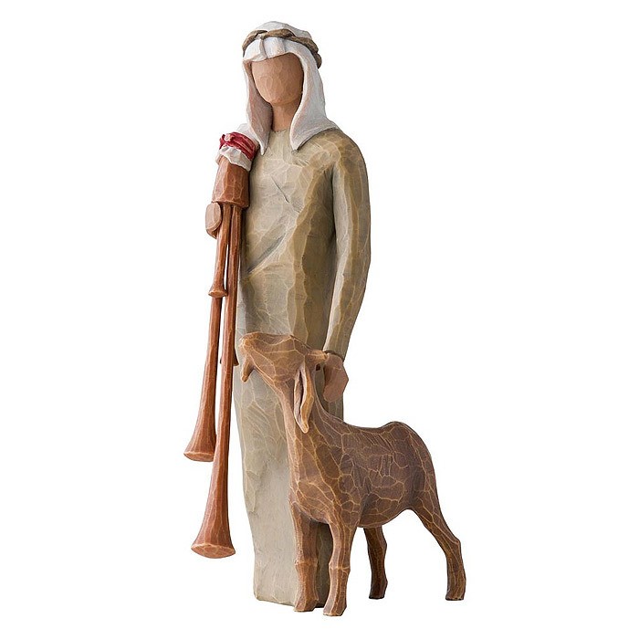 Willow Tree Krippenfigur - Hirte und Ziege - Zampognaro (Shepherd With Bagpipe)