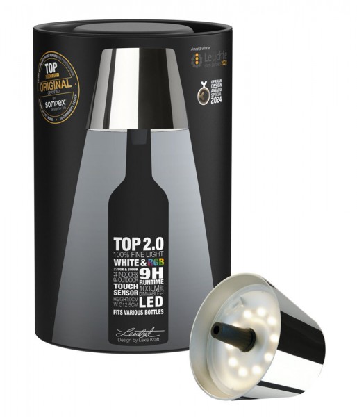 Sompex Flaschenleuchte TOP 2.0 Chrome LED RGBW mit Akku