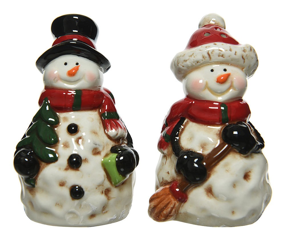 Salz und Pfefferstreuer Schneemann Pärchen Weihnachten Keramik H 9cm Salz und Pfefferstreuer Schneemann Pärchen Weihnachten Keramik H 9cm