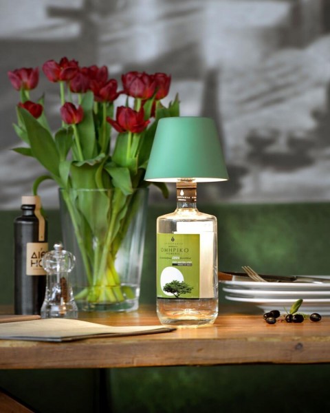 Sompex Flaschenleuchte TOP 2.0 Olivgrün LED RGBW mit Akku