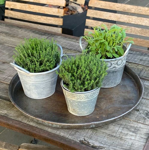 Tablett Rund Zink Vintage Zinktablett Dekotablett Eisen Landhausstil Groß 55cm