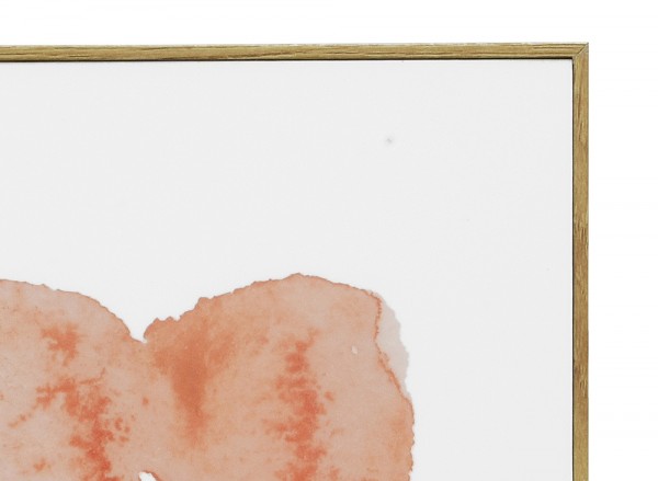 Wandbild Holz mit Rahmen Kunstdruck Dots Tupfen Aquarell Orange Weiß 60x40cm