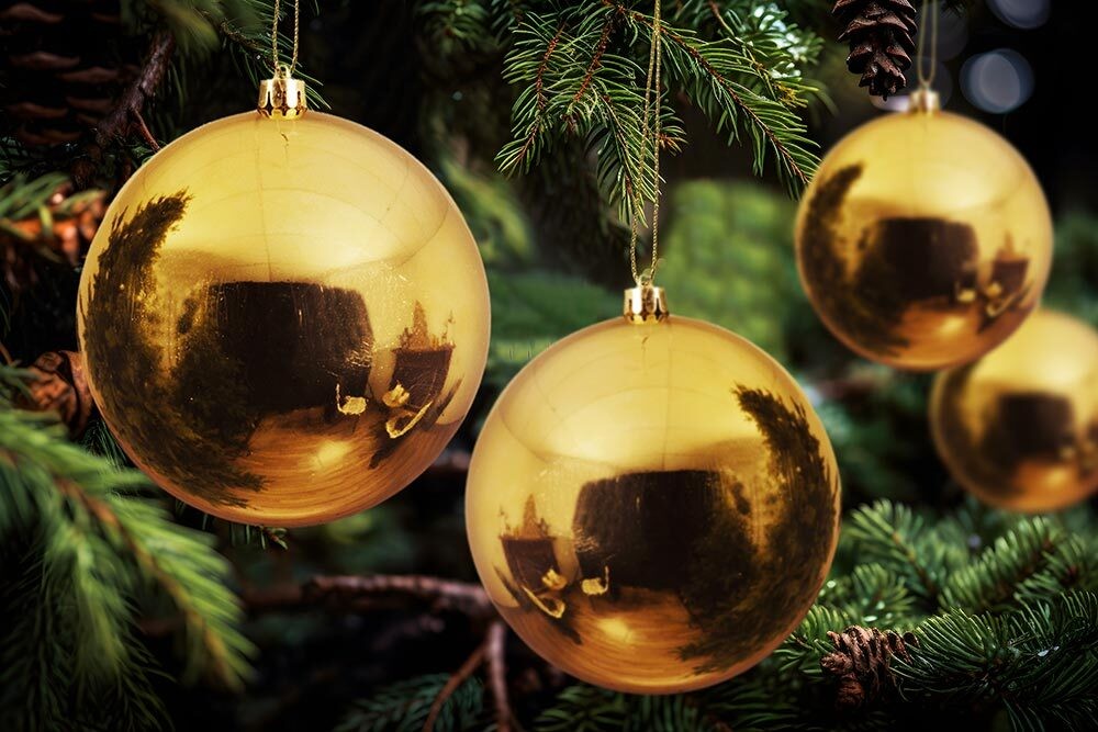 Große Christbaumkugeln Gold Glänzend 6 Stück Bruchfest Weihnachtskugeln Set 14cm