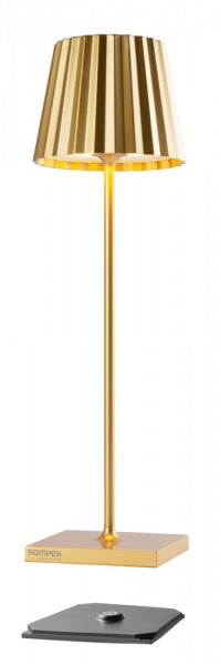 Sompex TROLL 2.0 Tischleuchte Gold Aluminium mit Akku dimmbar Outdoor 38 cm