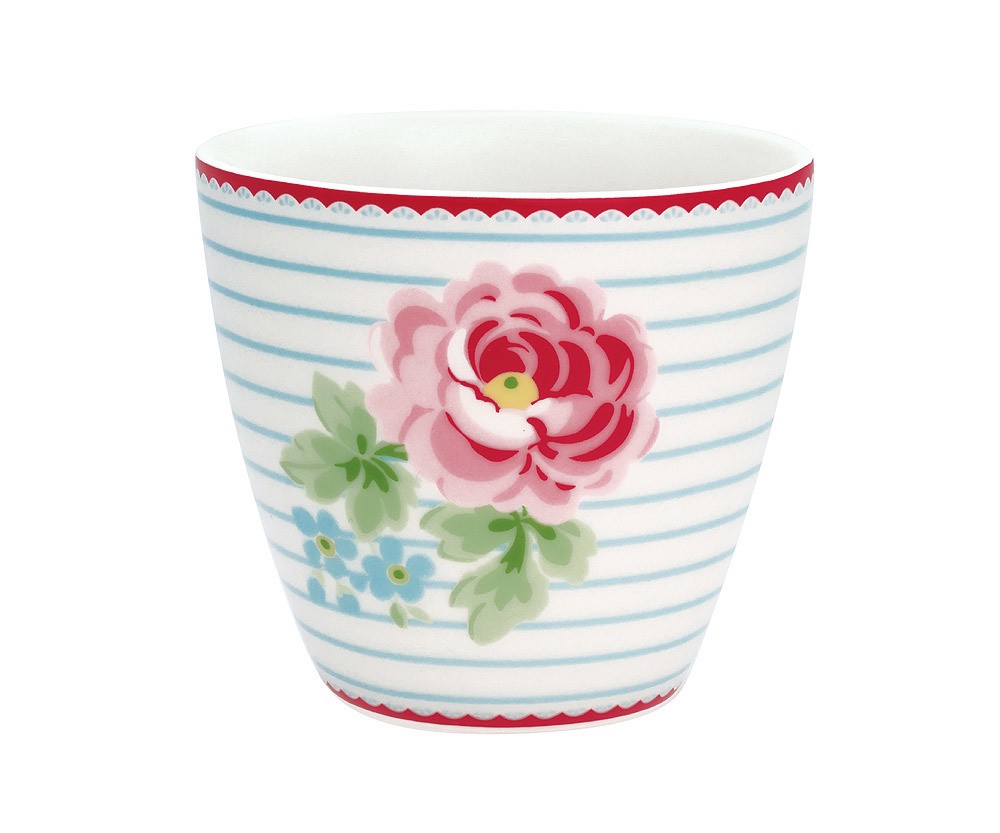 Greengate Latte Cup Lily Tasse Steingut Weiß Blume