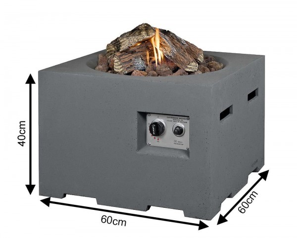 Happy Cocooning Feuertisch quadratisch grau 600 x 600 mm