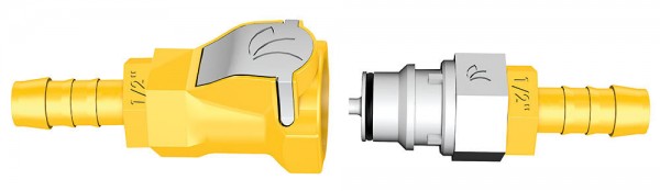Lilie Push-and-Connect Ventiladapter und Schnellkupplung WeißGELB