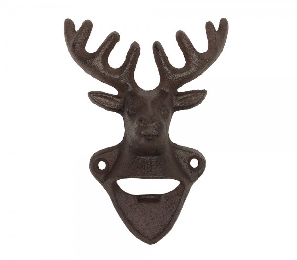 Wandflaschenöffner Hirsch Vintage Flaschenöffner Rustikal Gusseisen Antik-Braun