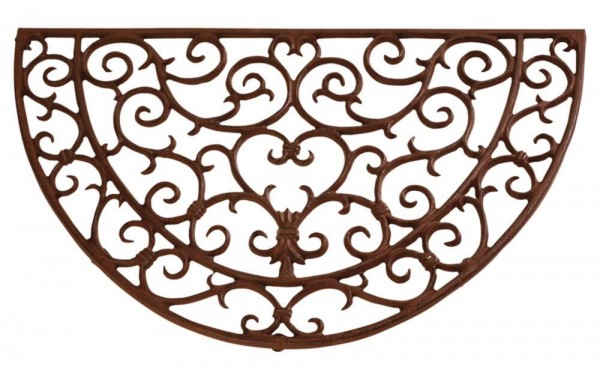 Fußabtreter Fußmatte Gusseisen Jugendstil Halbrund Antik-Braun 67x40cm