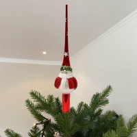 Christbaumspitze Schneemann Rot Weiß Echt Glas Weihnachtsbaumspitze 25cm Christbaumspitze Schneemann Rot Weiß Echt Glas Weihnachtsbaumspitze 25cm
