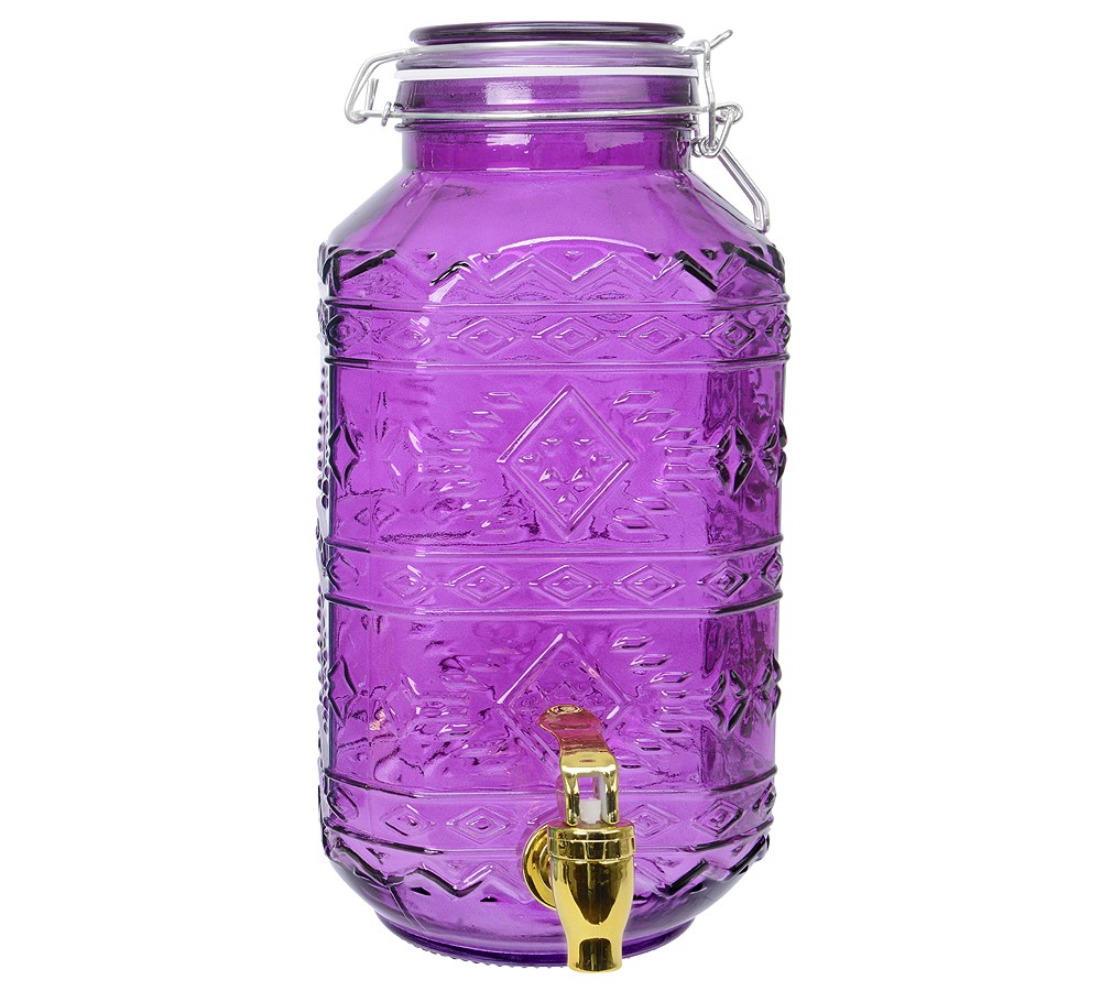 Getränkespender mit Zapfhahn Einmachglas Lila Wasserspender Vintage 4 Liter