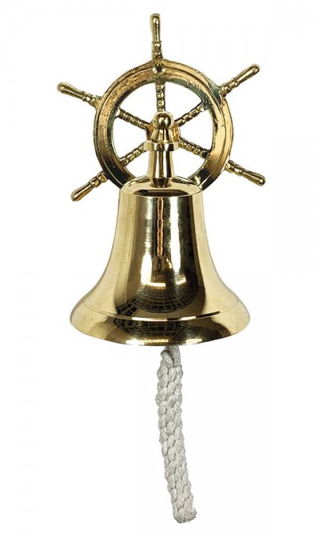 Schiffsglocke mit Steuerrad Türglocke Messing Glocke Nostalgie Maritim 18cm