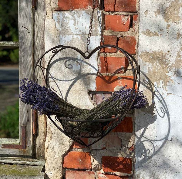 Hängekorb Herz Blumenkorb Pflanzenkorb Blumenampel Eisen Braun Antik-Stil