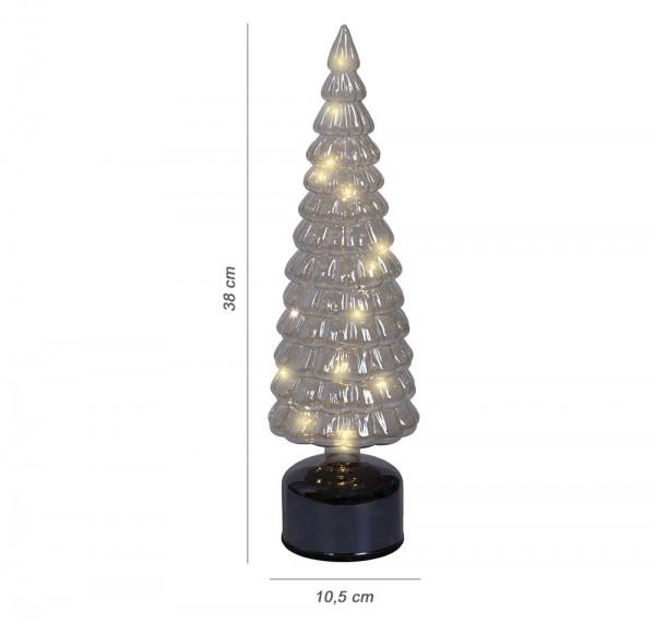 Tischleuchte Weihnachtsbaum Glas Drehend Silber Timer Dekoleuchte Weihnachten