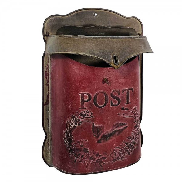 Briefkasten POST Zink Rot Postkasten mit Brieftaube Vintage Landhausstil