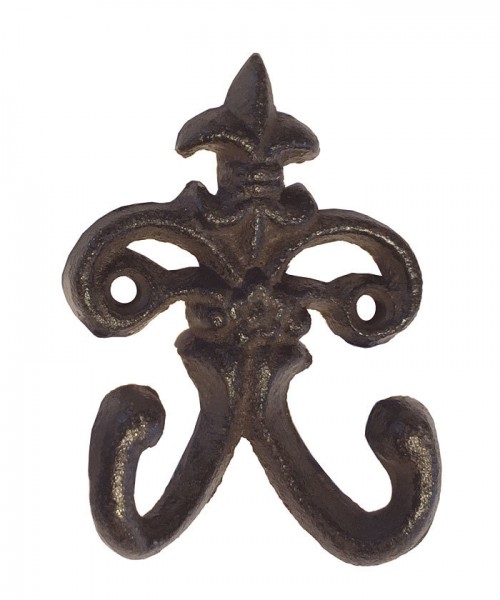 Garderobenhaken Lilie Doppel Kleiderhaken Wandhaken Gusseisen Braun