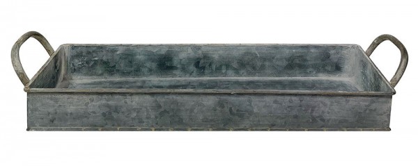 Tablett Zink Rechteckig mit Griffen Dekotablett Vintage-Stil Antik-Stil 41x13cm