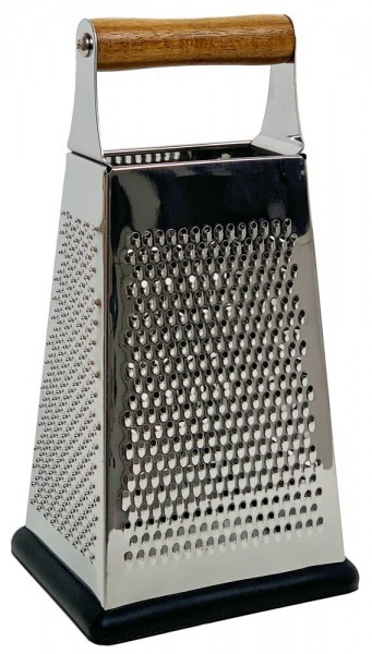 Vierkantreibe Reibe Edelstahl 4 Reibeflächen Käsereibe Gurkenhobel mit Holzgriff