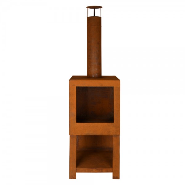 Terrassenofen mit Holzlager Rost Gartenofen Terrassenofen 137cm