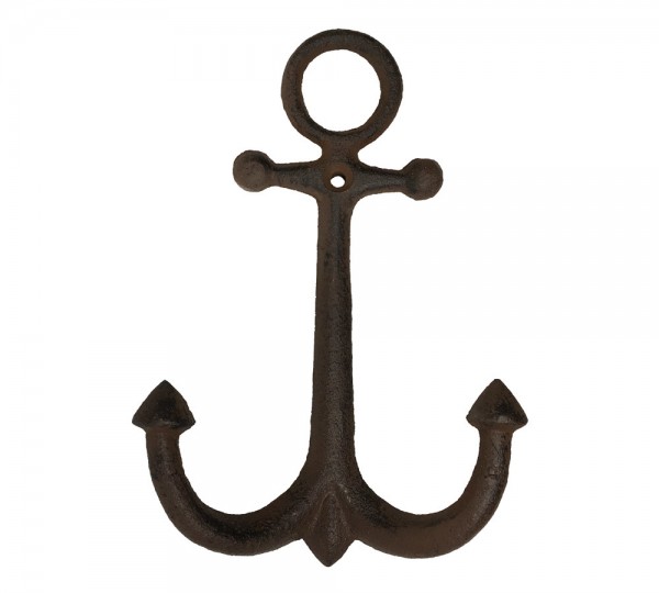 Garderobenhaken Anker Groß Maritim Gusseisen Antik-Stil Braun 18,5cm